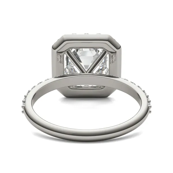 2.99 CTW DEW Asscher Forever One Moissanite Halo Engagement Ring in 14K White Gold