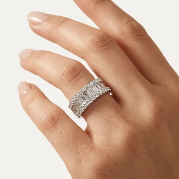 Three Row Baguette and Round Fashion Band Essentials