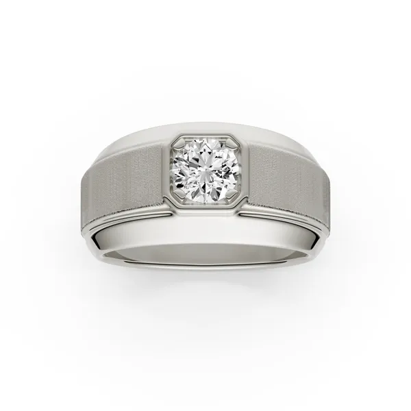 Round Brilliant Hero Signature Solitaire Men's Wedding Ring