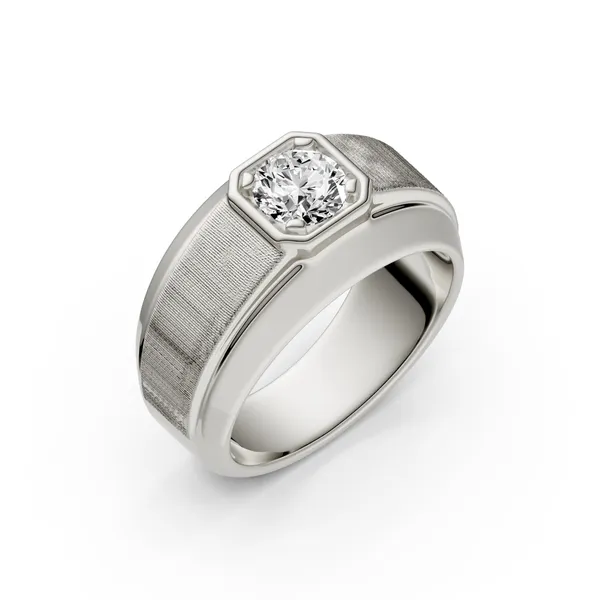 Round Brilliant Hero Signature Solitaire Men's Wedding Ring