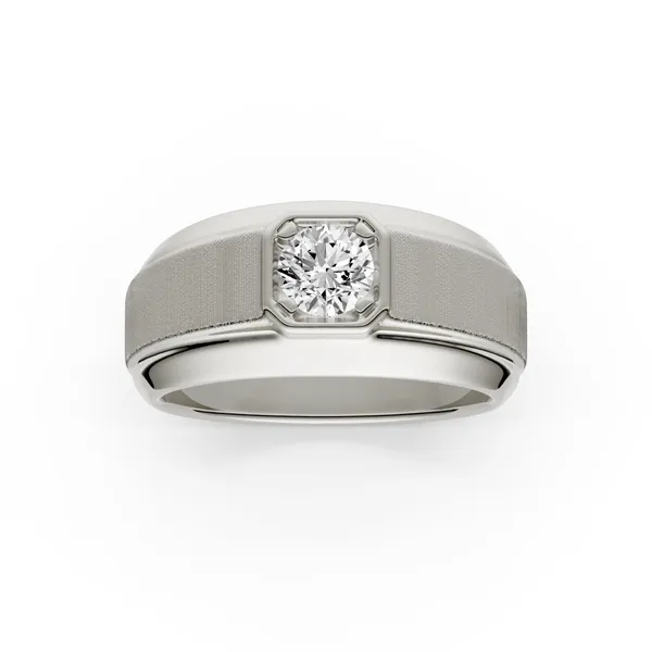 Round Brilliant Hero Signature Solitaire Men's Wedding Ring