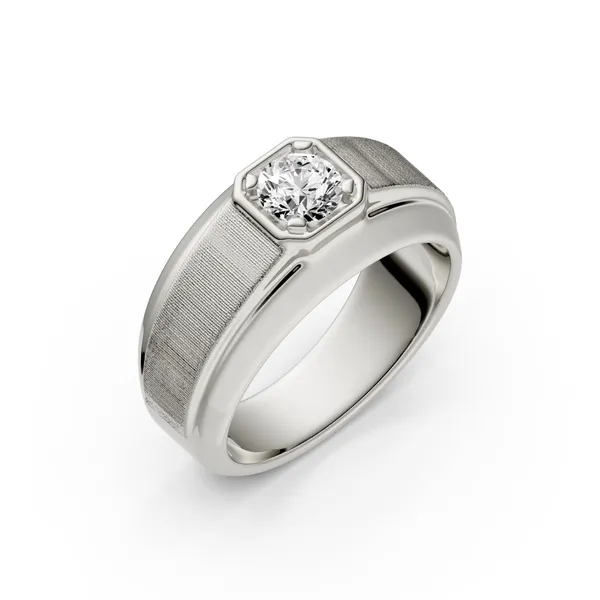 Round Brilliant Hero Signature Solitaire Men's Wedding Ring
