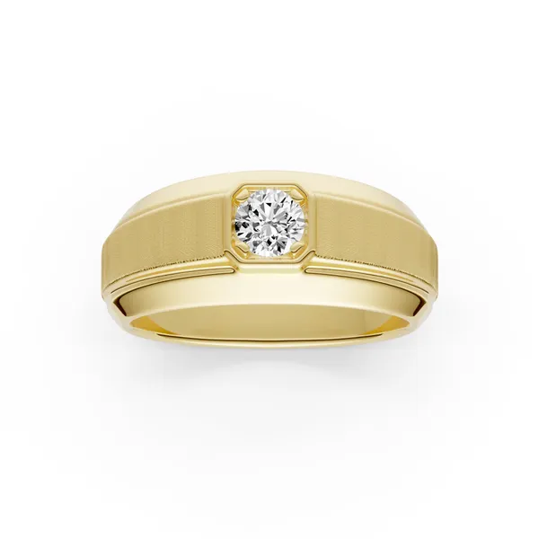 Round Brilliant Hero Signature Solitaire Men's Wedding Ring