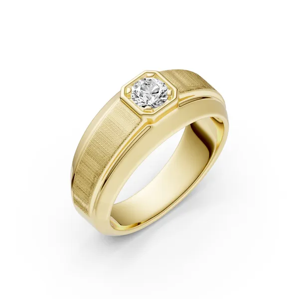 Round Brilliant Hero Signature Solitaire Men's Wedding Ring