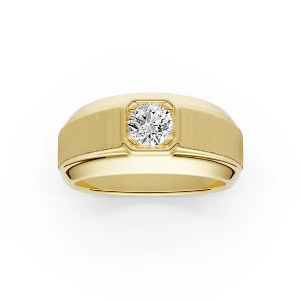 Round Brilliant Hero Signature Solitaire Men's Wedding Ring