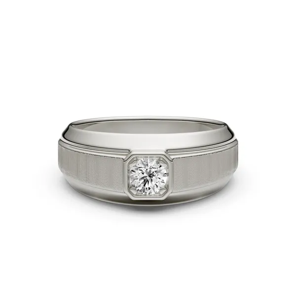 Round Brilliant Hero Signature Solitaire Men's Wedding Ring