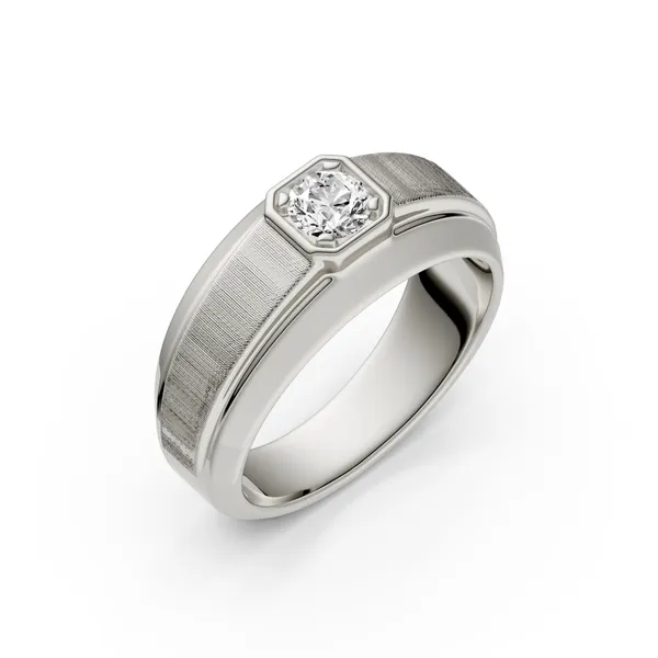 Round Brilliant Hero Signature Solitaire Men's Wedding Ring