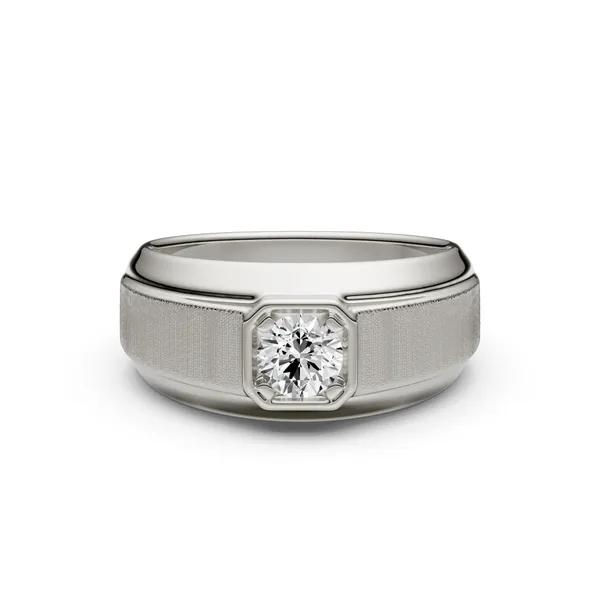 Round Brilliant Hero Signature Solitaire Men's Wedding Ring