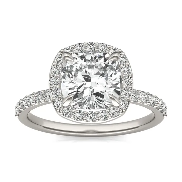 Cushion Custom Halo 1/2 Eternity Engagement Ring