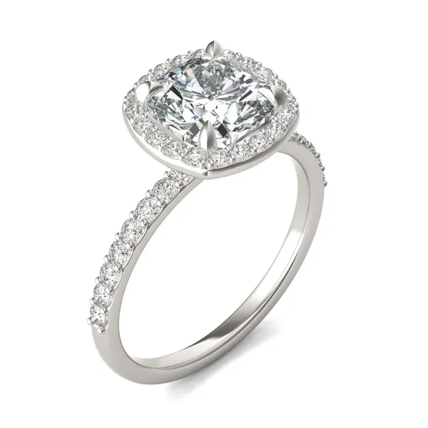 Cushion Custom Halo 1/2 Eternity Engagement Ring