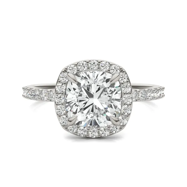 Cushion Custom Halo 1/2 Eternity Engagement Ring