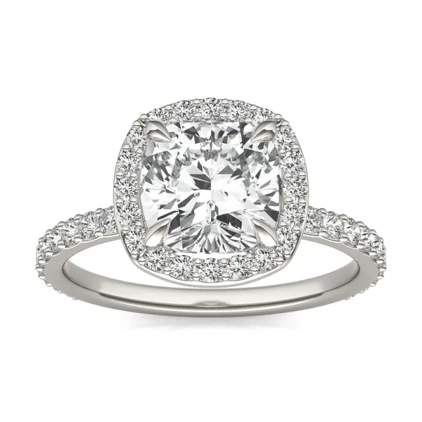 Cushion Custom Halo 3/4 Eternity Engagement Ring