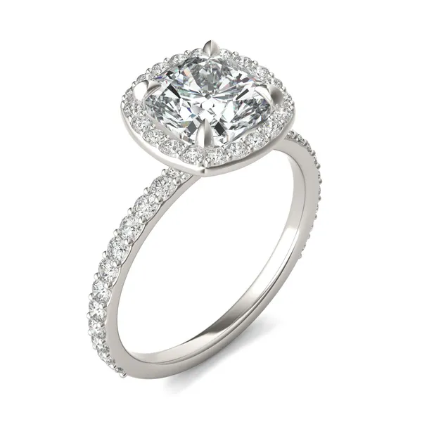Cushion Custom Halo 3/4 Eternity Engagement Ring