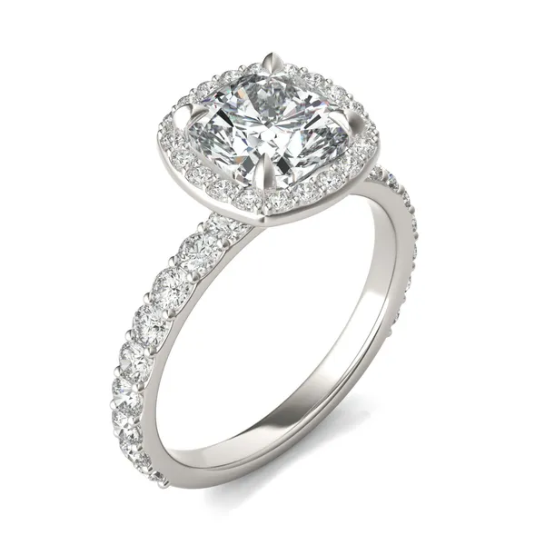 Cushion Custom Halo Bold 3/4 Eternity Engagement Ring