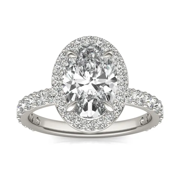 Oval Custom Halo Bold 3/4 Eternity Engagement Ring Setting