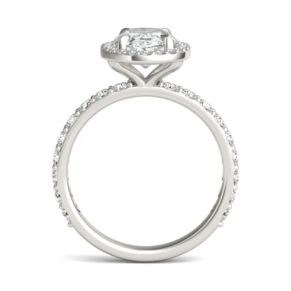 Oval Custom Halo Bold 3/4 Eternity Engagement Ring Setting