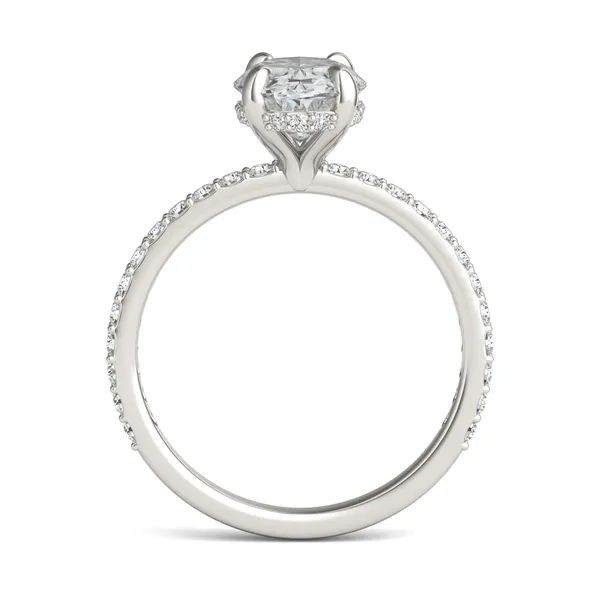 Oval Custom Hidden Halo 3/4 Eternity Engagement Ring Setting