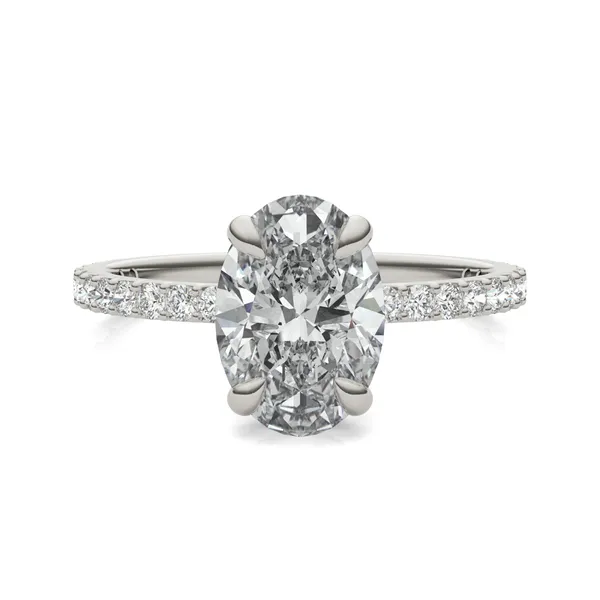 Oval Custom Hidden Halo 3/4 Eternity Engagement Ring Setting