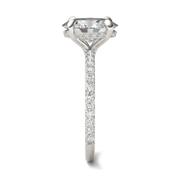 Oval Custom Hidden Halo 3/4 Eternity Engagement Ring Setting