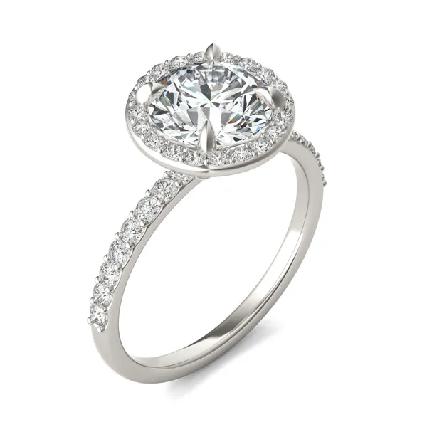 Round Custom Halo 1/2 Eternity Engagement Ring Setting