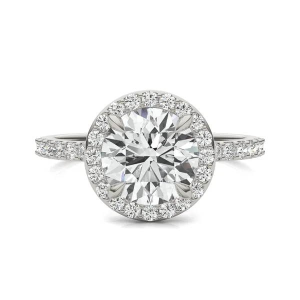 Round Custom Halo 1/2 Eternity Engagement Ring Setting