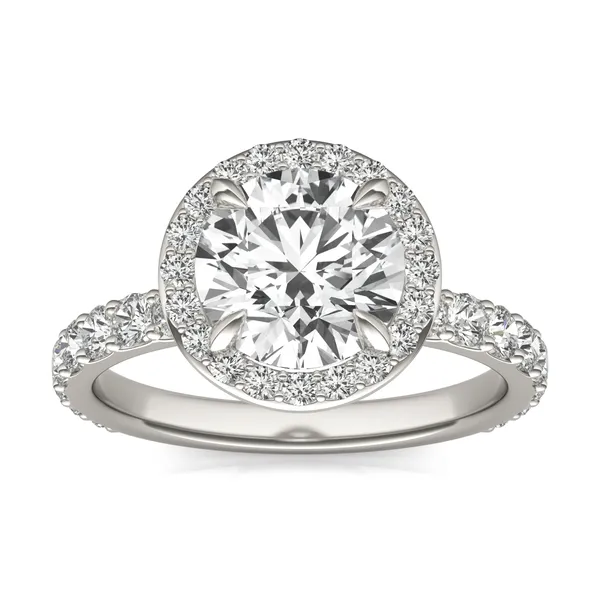 Round Custom Halo Bold 3/4 Eternity Engagement Ring Setting