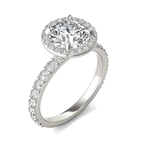 Round Custom Halo Bold 3/4 Eternity Engagement Ring Setting