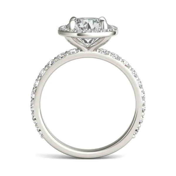 Round Custom Halo Bold 3/4 Eternity Engagement Ring Setting