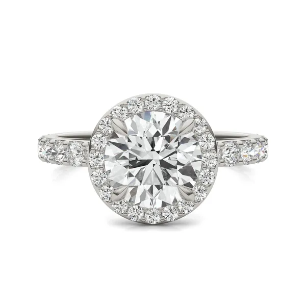 Round Custom Halo Bold 3/4 Eternity Engagement Ring Setting