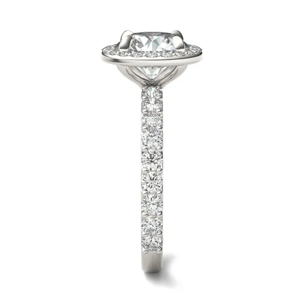 Round Custom Halo Bold 3/4 Eternity Engagement Ring Setting